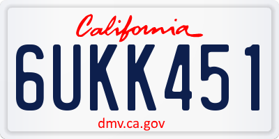 CA license plate 6UKK451