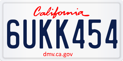 CA license plate 6UKK454