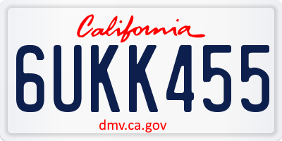 CA license plate 6UKK455