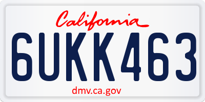 CA license plate 6UKK463