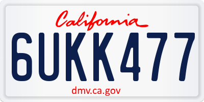 CA license plate 6UKK477