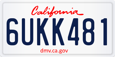 CA license plate 6UKK481