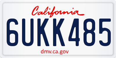 CA license plate 6UKK485