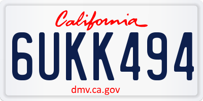 CA license plate 6UKK494