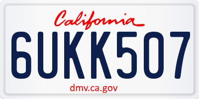 CA license plate 6UKK507