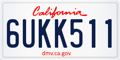 CA license plate 6UKK511