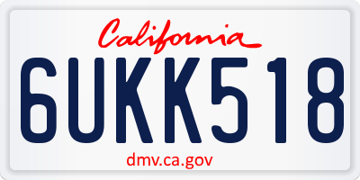 CA license plate 6UKK518