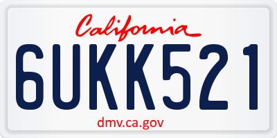 CA license plate 6UKK521