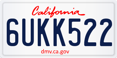CA license plate 6UKK522
