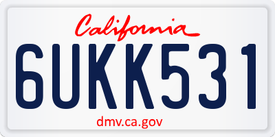 CA license plate 6UKK531