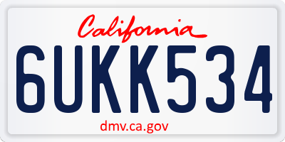 CA license plate 6UKK534
