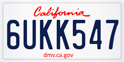 CA license plate 6UKK547