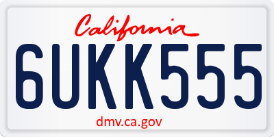 CA license plate 6UKK555