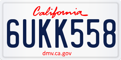 CA license plate 6UKK558