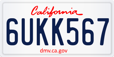 CA license plate 6UKK567
