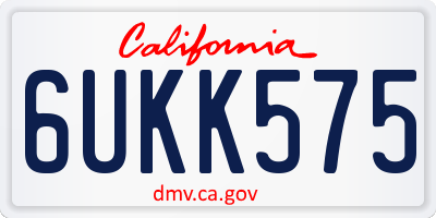 CA license plate 6UKK575