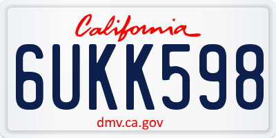CA license plate 6UKK598