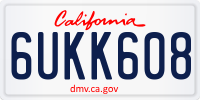 CA license plate 6UKK608
