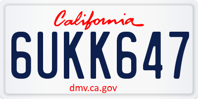CA license plate 6UKK647
