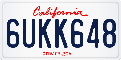 CA license plate 6UKK648
