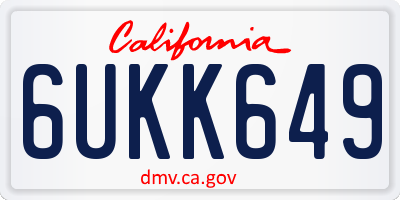 CA license plate 6UKK649