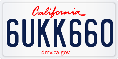 CA license plate 6UKK660
