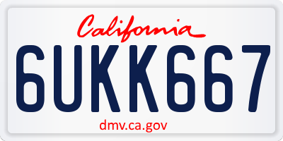 CA license plate 6UKK667
