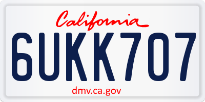 CA license plate 6UKK707