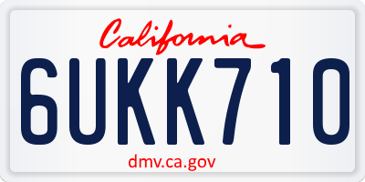 CA license plate 6UKK710