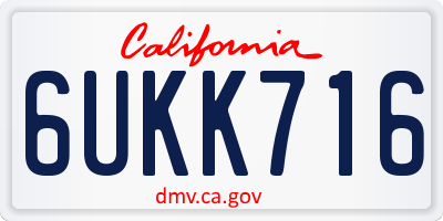 CA license plate 6UKK716