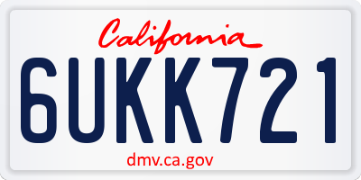 CA license plate 6UKK721