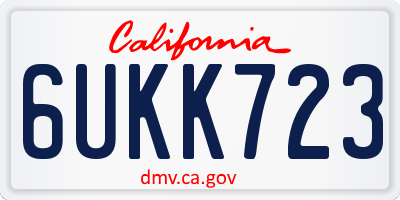 CA license plate 6UKK723
