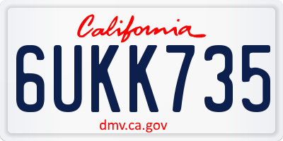 CA license plate 6UKK735
