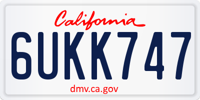CA license plate 6UKK747