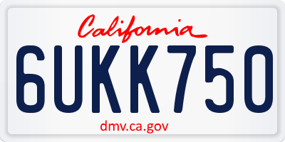 CA license plate 6UKK750