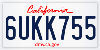 CA license plate 6UKK755