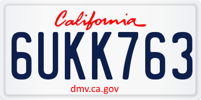 CA license plate 6UKK763