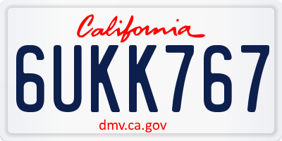 CA license plate 6UKK767