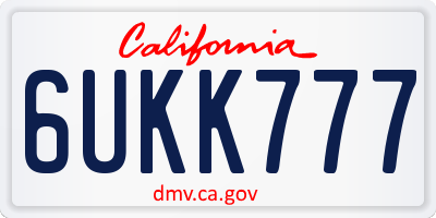 CA license plate 6UKK777