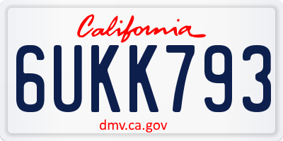 CA license plate 6UKK793