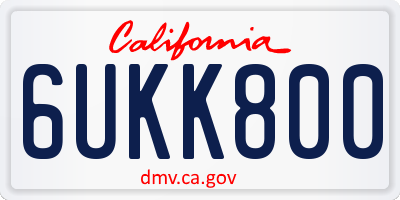 CA license plate 6UKK800