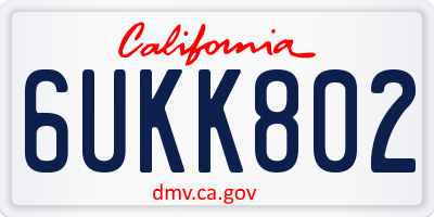 CA license plate 6UKK802