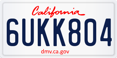 CA license plate 6UKK804