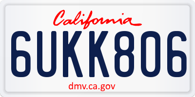 CA license plate 6UKK806