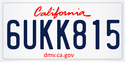 CA license plate 6UKK815