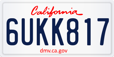 CA license plate 6UKK817