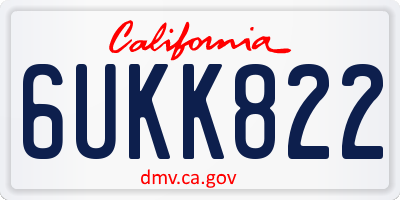 CA license plate 6UKK822