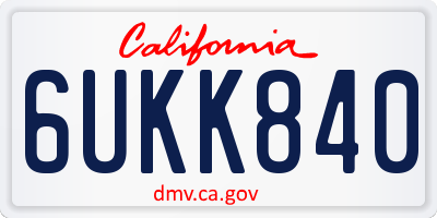 CA license plate 6UKK840
