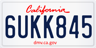 CA license plate 6UKK845