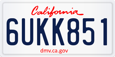 CA license plate 6UKK851